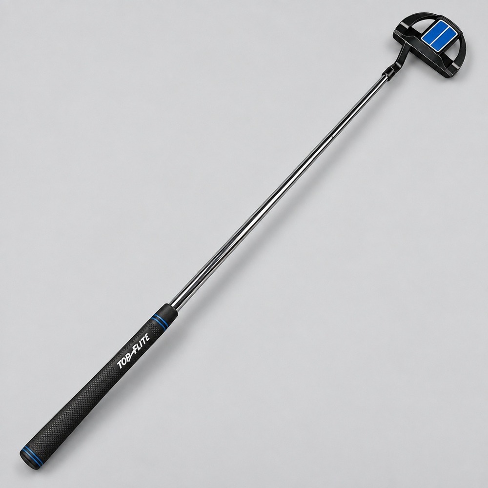 Top Flite Junior Mallet Putter Right Handed Black Blue Golf Club